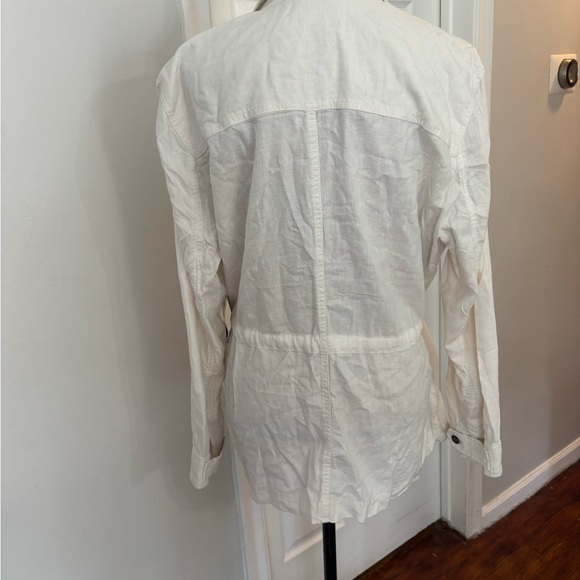 Style & Co Linen Blend Utility Jacket Women's Large White Button Front NWT - Picture 6 of 11